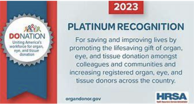 OneLegacy HRSA Platinum Award (2023)