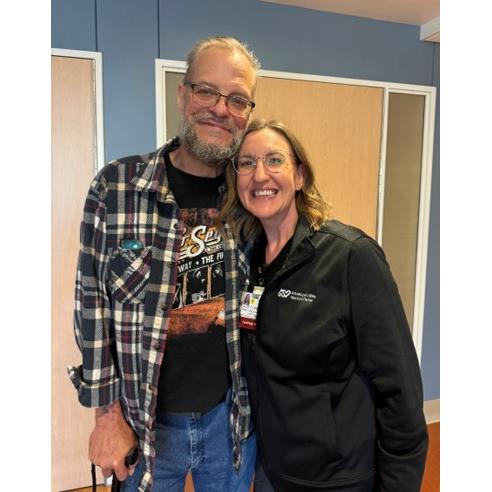 Michael Francis (left), Antelope Valley Medical Center’s first ECMO patient had a multidisciplinary medical team save his life, however fondly remembered Julie Garibay, RN, CCRN the most.