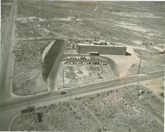 An aerial view of a building