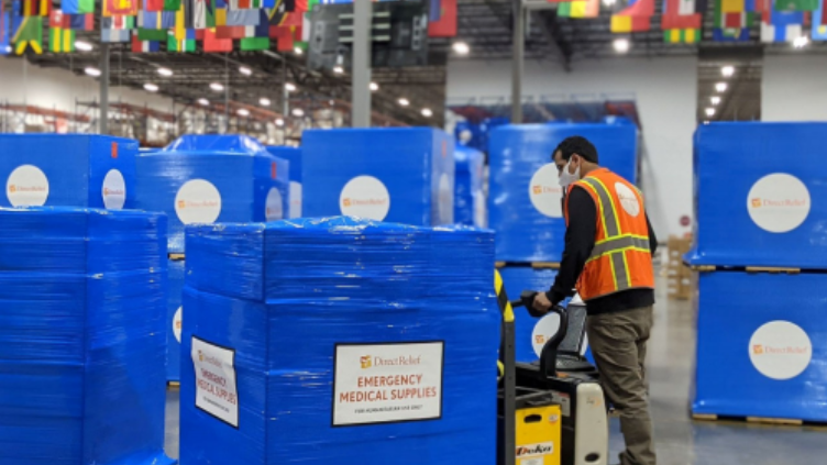 man with emergency supply shipments